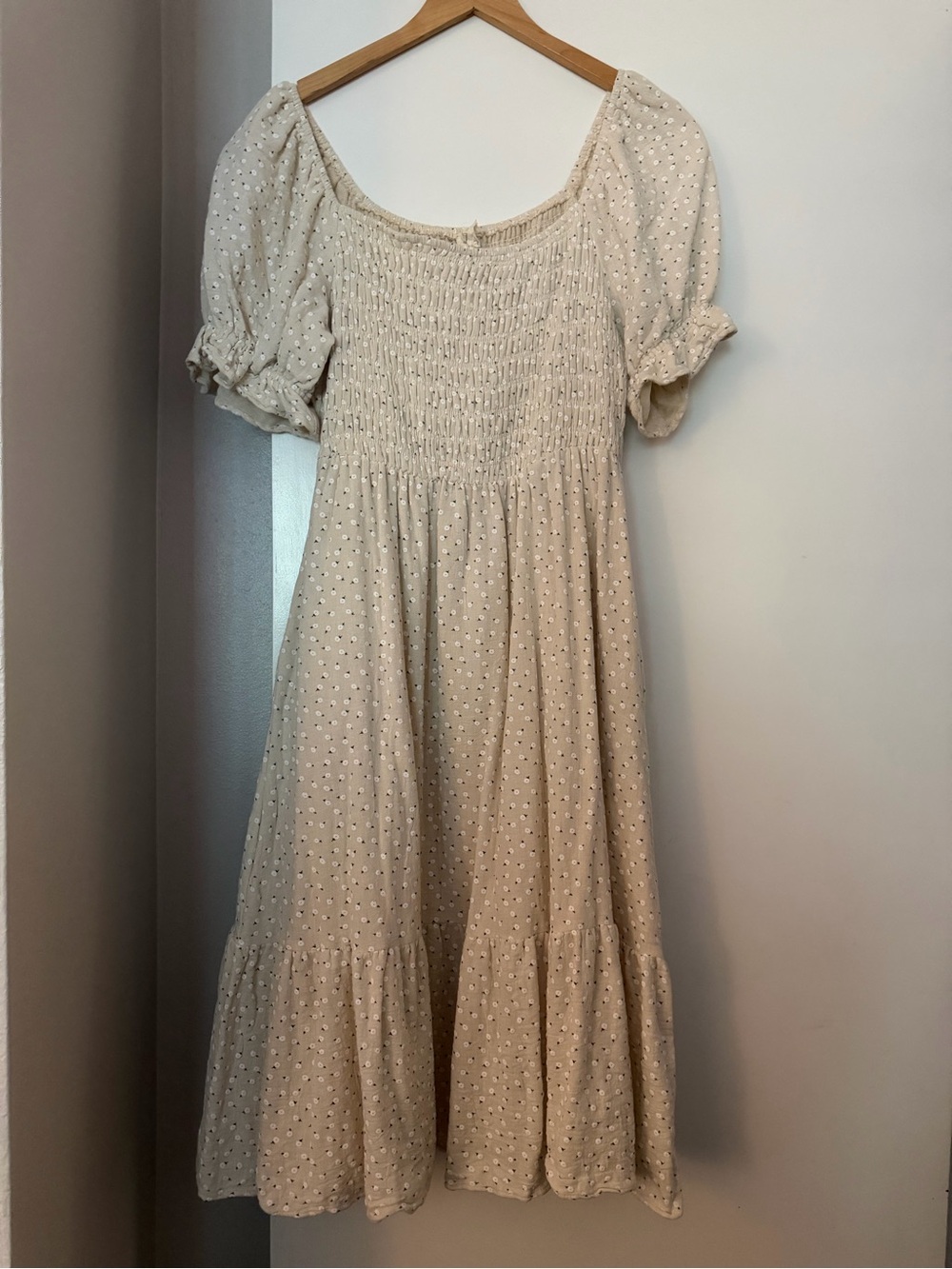 orange creek Cream Eyelet Midi with Smocked Bodice